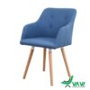 Ghế cafe bọc vải chân gỗ màu xanh
