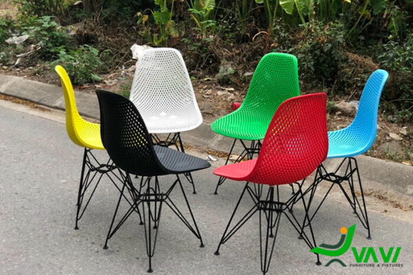 Bộ bàn cafe ghế eames nhựa hiện đại nhiều màu