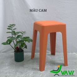 Ghế đôn nhựa vuông có nệm THD4954 màu cam