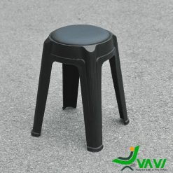 Ghế đôn nhựa đúc tròn có nệm THD4055 màu đen thực tế