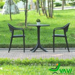 Bộ bàn ghế nhựa 2 ghế màu đen