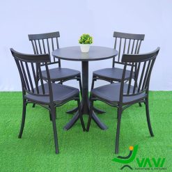 Bộ bàn ghế nhựa đúc nhà hàng THD705 màu đen