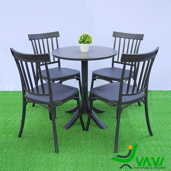 Bộ bàn ghế nhựa đúc nhà hàng THD705 màu đen