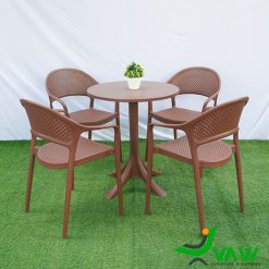 Bộ bàn tròn 4 ghế nhựa đúc THD701