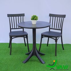 Bộ bàn tròn nhựa đúc 2 ghế THD705A màu đen