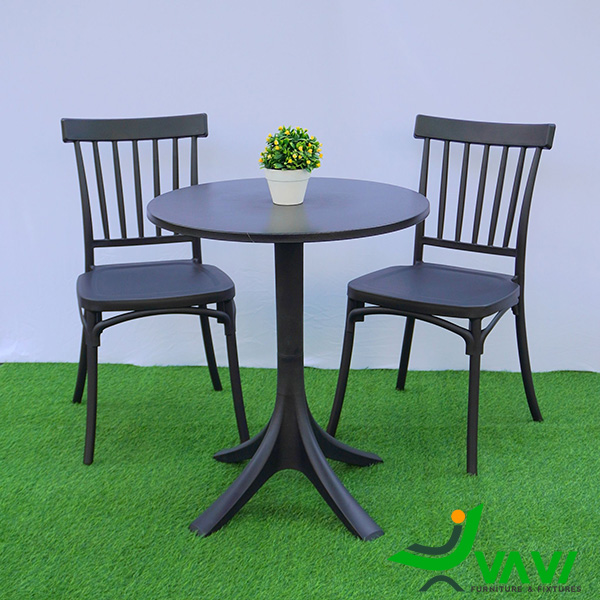 Bộ bàn tròn nhựa đúc 2 ghế THD705A màu đen