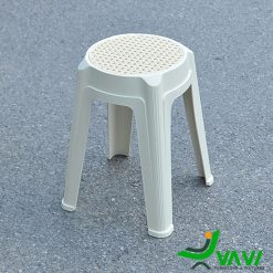 Ghế đôn nhựa đúc tròn mặt mây TH4055A màu trắng