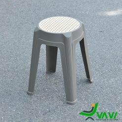 Ghế đôn nhựa đúc tròn mặt mây TH4055A màu xám