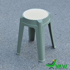Ghế đôn nhựa đúc tròn mặt mây TH4055A màu xanh