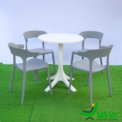 Bộ bàn ghế nhựa đúc 4 ghế màu ghi