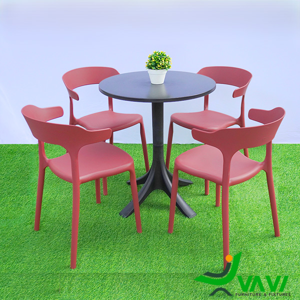 Bộ bàn ghế nhựa đúc 4 ghế THD709 màu đỏ