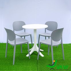 Bộ bàn ghế nhựa đúc màu xám