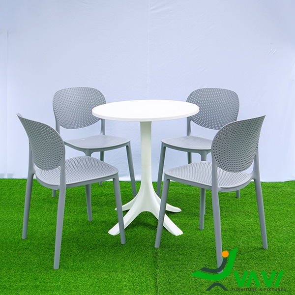 Bộ bàn ghế nhựa đúc màu xám