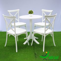 Bộ bàn tròn 4 ghế nhựa đúc THD706 màu trắng